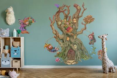 Muur stickers 80x129 Magische boswezens en een boomhut