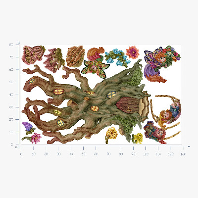 Muur stickers 80x129 Magische boswezens en een boomhut