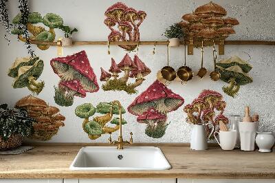 Muur stickers 80x38 Bospaddestoelen in een tekenfilmversie