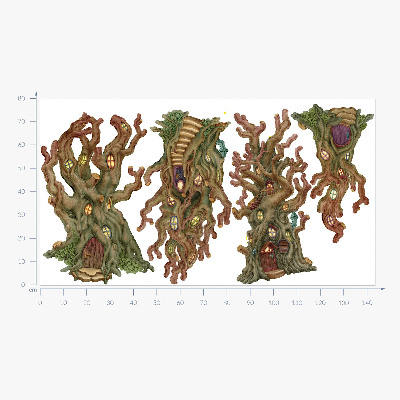 Muur stickers 80x143 Sprookjesachtige boomhutten in tekenfilmstijl