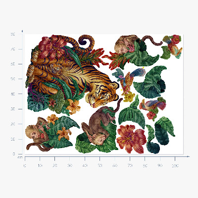 Muur stickers 80x105 Jungle Safari met tekenfilmdieren