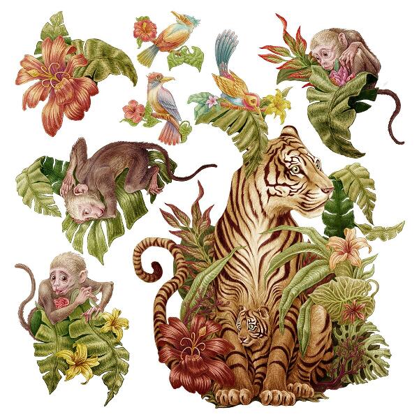 Muur stickers 80x106 Jungle Safari met pastelkleurige dieren