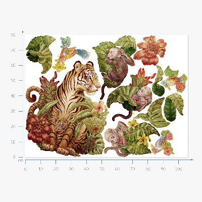 Muur stickers 80x106 Jungle Safari met pastelkleurige dieren
