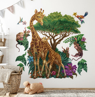 Muur stickers 80x119 Safari met wilde dieren in tekenfilmvorm