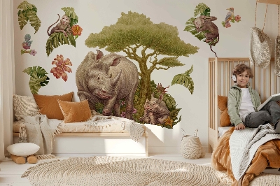 Muur stickers 80x86 Wilde safari in pastelkleuren