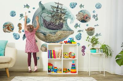 Muur stickers 80x98 Een onderwatersprookje met zeedieren