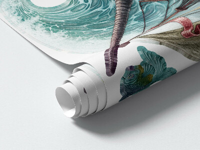 Muur stickers 80x87 Een onderwaterland vol tekenfilmwezens