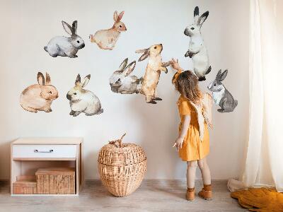 Muur stickers 80x145 Pastelkonijntjes in aquareltechniek