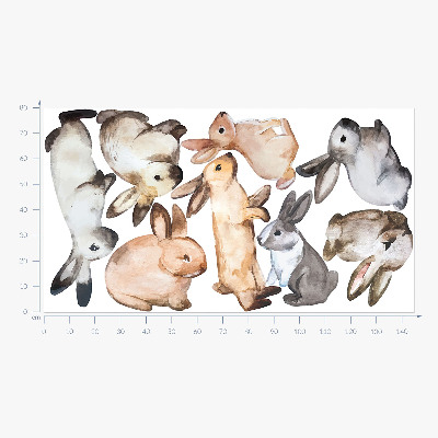 Muur stickers 80x145 Pastelkonijntjes in aquareltechniek