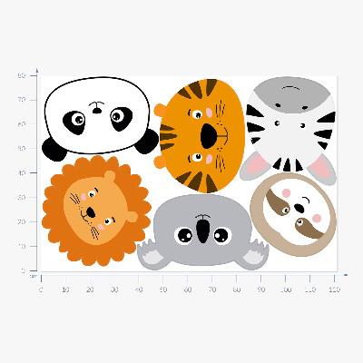 Muur stickers 80x121 Safari met wilde dieren in een charmante editie