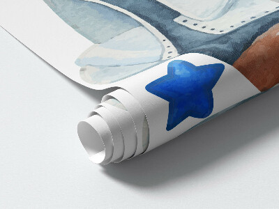 Muur stickers 80x137 Pastelvliegtuigen op een aquarelachtergrond