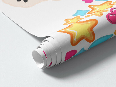 Muur stickers 80x111 Kleurrijke en charmante eenhoorns met sterren en maan