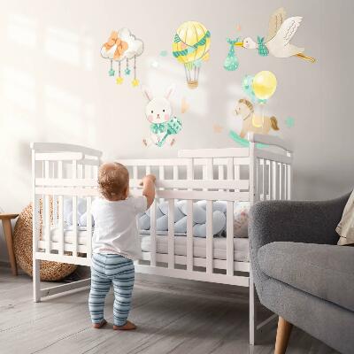 Muur stickers 80x143 Schattige pastelkleurige speeltjes in aquarelstijl