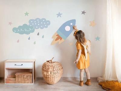 Muur stickers 80x134 Kosmische pasteldromen met sterren en wolken