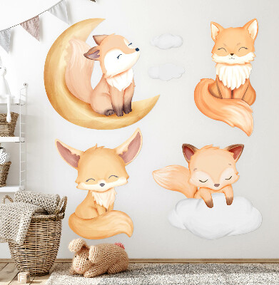 Muur stickers 80x128 Schattige aquareldieren in hemelse stijl