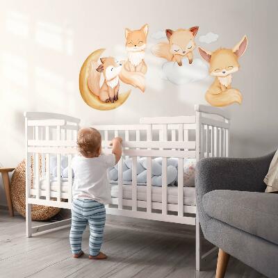 Muur stickers 80x128 Schattige aquareldieren in hemelse stijl