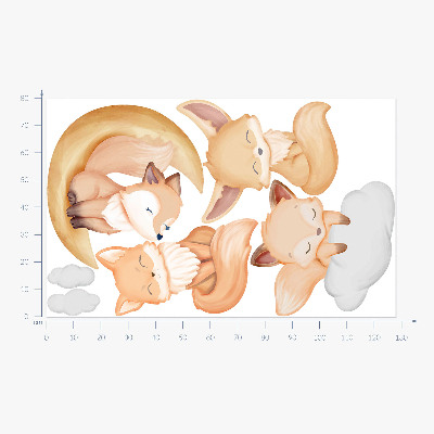 Muur stickers 80x128 Schattige aquareldieren in hemelse stijl
