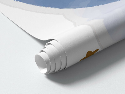 Muur stickers 80x76 Teddybeer op de maan in de wolken en sterren aquarel