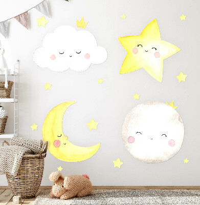 Muur stickers 80x145 Nachtwolken met sterren in pasteltinten