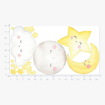 Muur stickers 80x145 Nachtwolken met sterren in pasteltinten