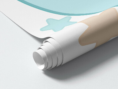 Muur stickers 80x88 Een schattige teddybeer met de maan en sterren op de achtergrond