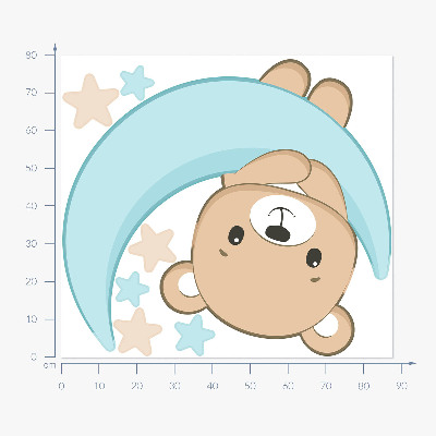 Muur stickers 80x88 Een schattige teddybeer met de maan en sterren op de achtergrond