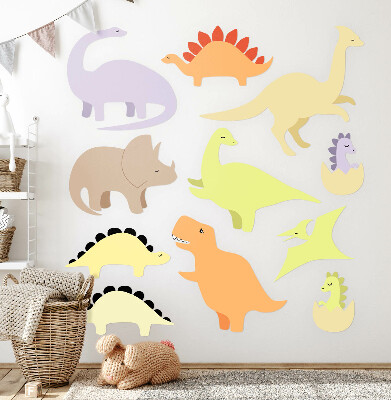 Muur stickers 80x113 Schattige pastelkleurige dinosaurussen