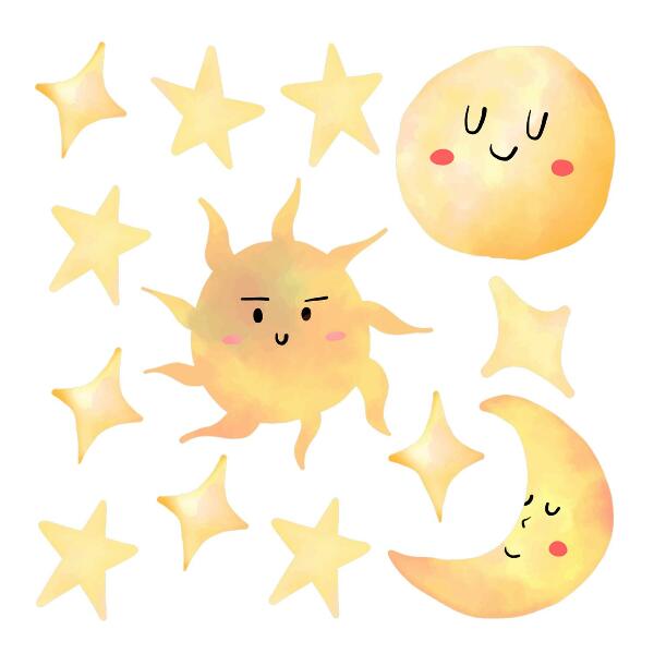 Muur stickers 80x119 Aquarelhemel met sterren en pastels