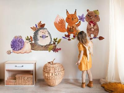 Muur stickers 80x128 Boswezens in herfstige aquareltinten