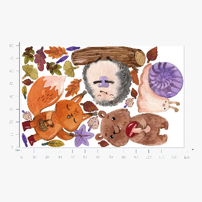 Muur stickers 80x128 Boswezens in herfstige aquareltinten