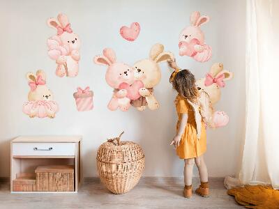 Muur stickers 80x110 Schattige konijntjes in een pastelkleurige familie