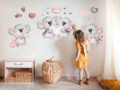 Muur stickers 80x113 Pastelkleurige schattige koala's in aquarelstijl