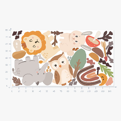 Muur stickers 80x146 Een charmant boho-dierenpatroon