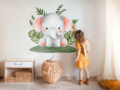 Muur stickers 80x84 Een olifant in een pastelkleurige aquareljungle