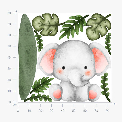 Muur stickers 80x84 Een olifant in een pastelkleurige aquareljungle