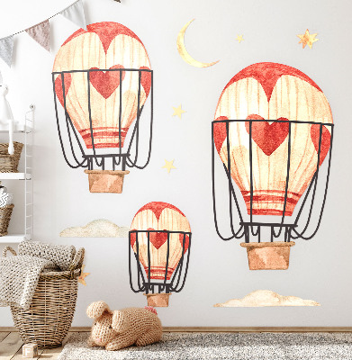 Muur stickers 80x132 Boho ballonnen en sterren in aquarelstijl