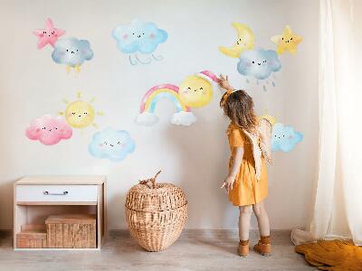 Muur stickers 80x119 Pastelkleurige luchtmotieven in aquarelstijl