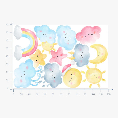Muur stickers 80x119 Pastelkleurige luchtmotieven in aquarelstijl