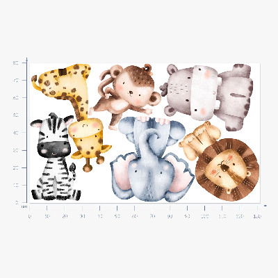 Muur stickers 80x132 Safari-dieren in een charmante pastelesthetiek
