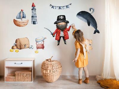 Muur stickers 80x110 Piratenwereld in pastelkleurige waterverf