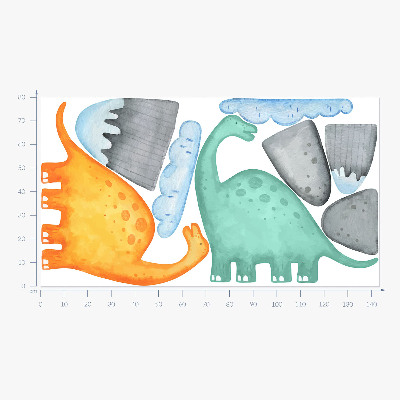 Muur stickers 80x143 Dinosaurussen in pastelkleurige aquarellandschappen