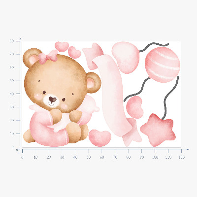 Muur stickers 80x119 Een schattige teddybeer in een delicate aquarelstijl