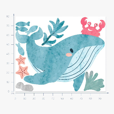 Muur stickers 80x97 Een onderwaterland van aquarelwezens