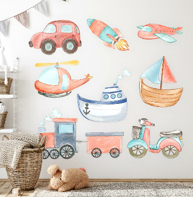 Muur stickers 80x126 Transportwaterverf in pasteltinten