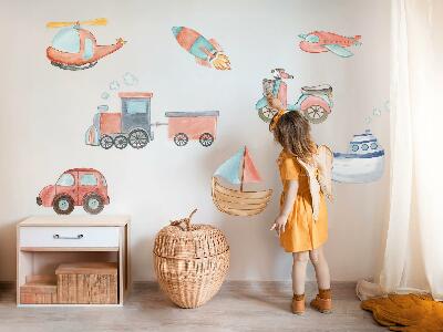 Muur stickers 80x126 Transportwaterverf in pasteltinten