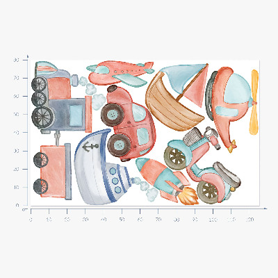 Muur stickers 80x126 Transportwaterverf in pasteltinten