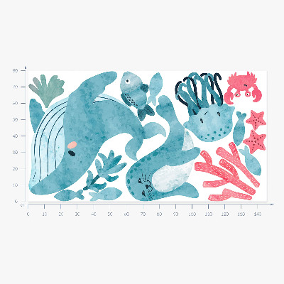 Muur stickers 80x146 Een zeeparadijs in aquarelstijl