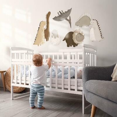 Muur stickers 80x122 Schattige pastel boho dinosaurussen
