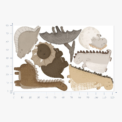 Muur stickers 80x122 Schattige pastel boho dinosaurussen