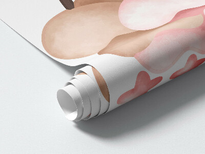 Muur stickers 80x144 Konijntjes met ballonnen in pastelkleurige aquareltinten